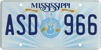MS license plate ASD966