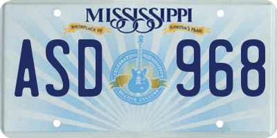 MS license plate ASD968