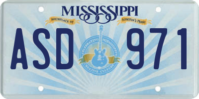 MS license plate ASD971