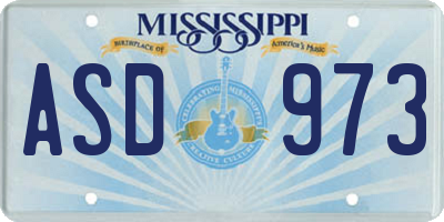 MS license plate ASD973