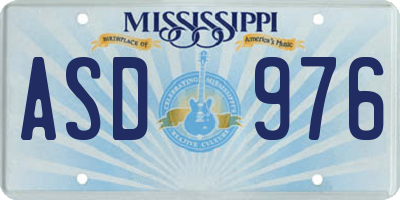 MS license plate ASD976