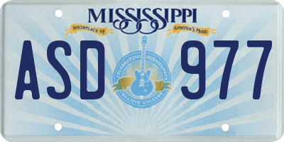 MS license plate ASD977