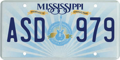 MS license plate ASD979