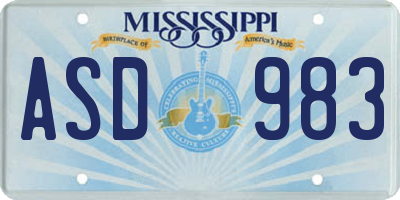 MS license plate ASD983