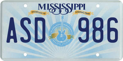 MS license plate ASD986