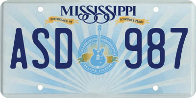 MS license plate ASD987