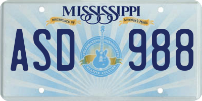 MS license plate ASD988