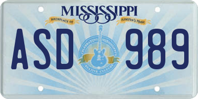 MS license plate ASD989