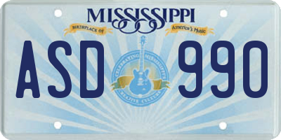 MS license plate ASD990