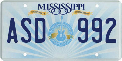 MS license plate ASD992
