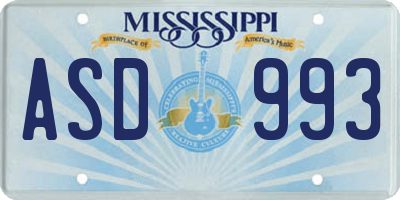MS license plate ASD993