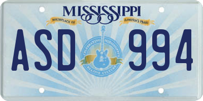 MS license plate ASD994