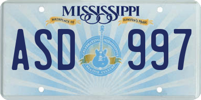 MS license plate ASD997