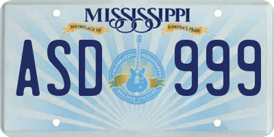 MS license plate ASD999