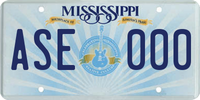 MS license plate ASE000