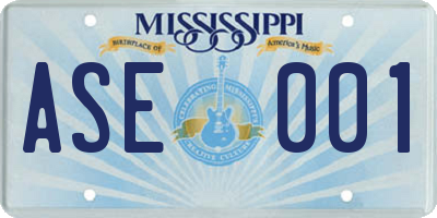 MS license plate ASE001