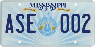 MS license plate ASE002