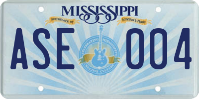MS license plate ASE004