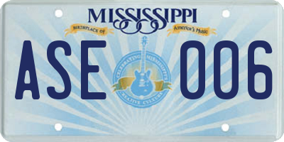 MS license plate ASE006
