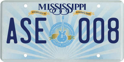 MS license plate ASE008