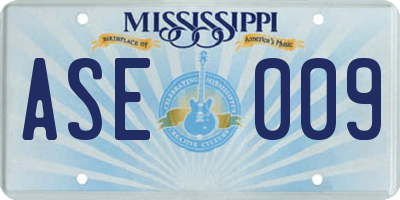 MS license plate ASE009