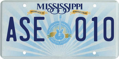 MS license plate ASE010