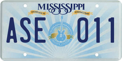 MS license plate ASE011