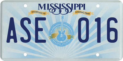 MS license plate ASE016