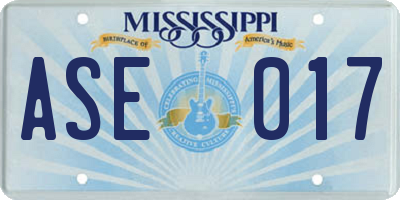 MS license plate ASE017