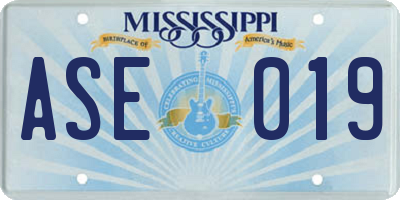 MS license plate ASE019