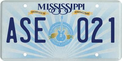 MS license plate ASE021