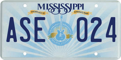 MS license plate ASE024