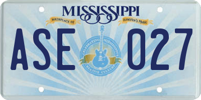 MS license plate ASE027