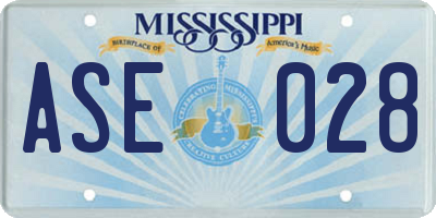 MS license plate ASE028