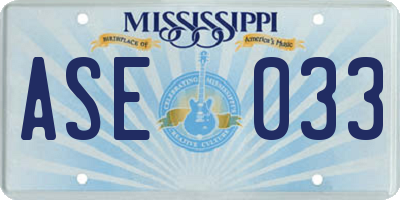 MS license plate ASE033