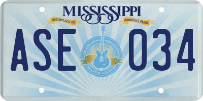 MS license plate ASE034