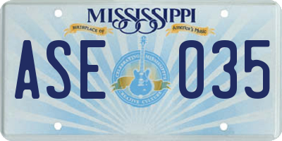 MS license plate ASE035