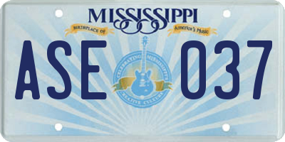 MS license plate ASE037