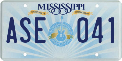 MS license plate ASE041
