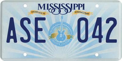 MS license plate ASE042