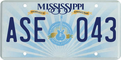 MS license plate ASE043
