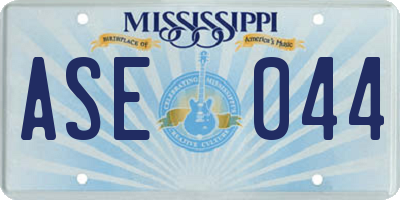 MS license plate ASE044
