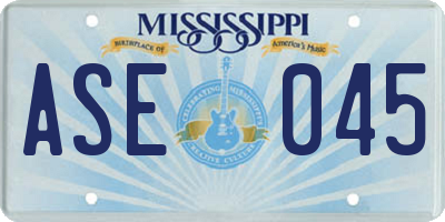 MS license plate ASE045