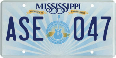MS license plate ASE047