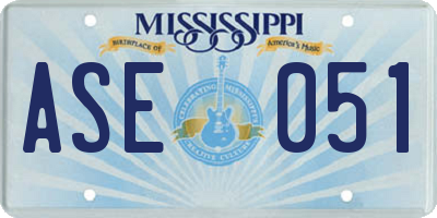 MS license plate ASE051