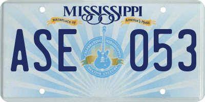 MS license plate ASE053