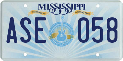 MS license plate ASE058