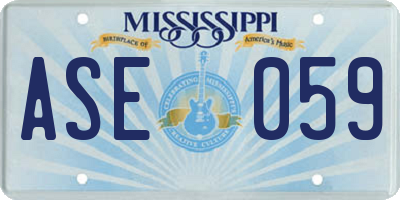 MS license plate ASE059