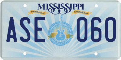 MS license plate ASE060