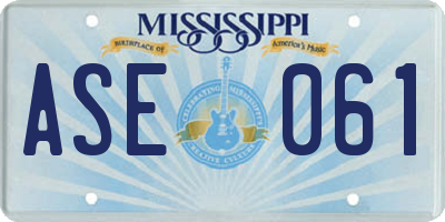 MS license plate ASE061